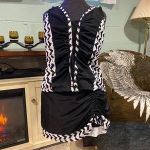 Black and white swimsuit tankini and skort